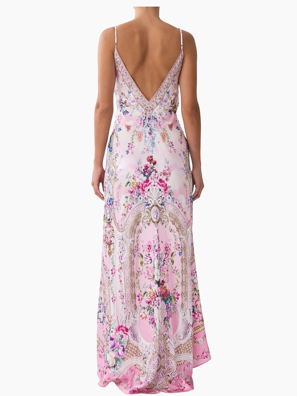 Women's Pink Floral Satin Slip Dress - Picture 2 of 9